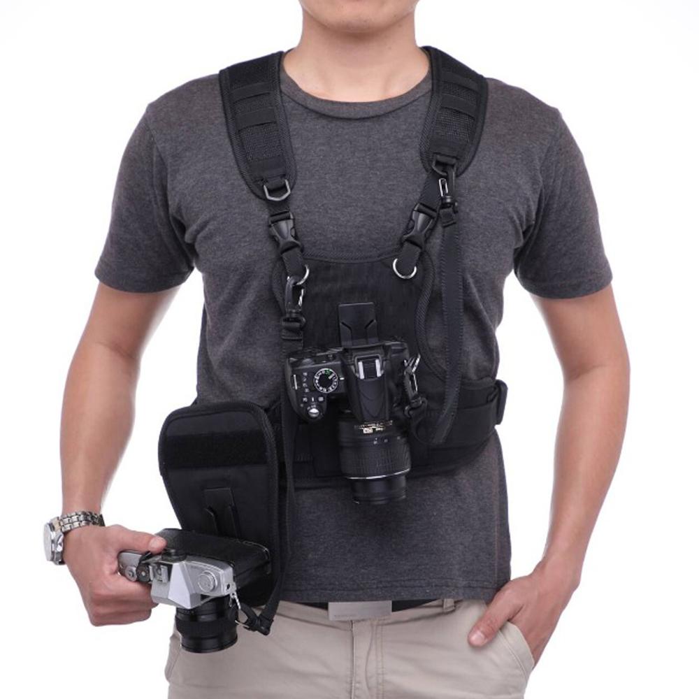 Mang 2 Máy Ảnh DSLR Đôi Dây Đe - đánh giá và giá Photography Vest